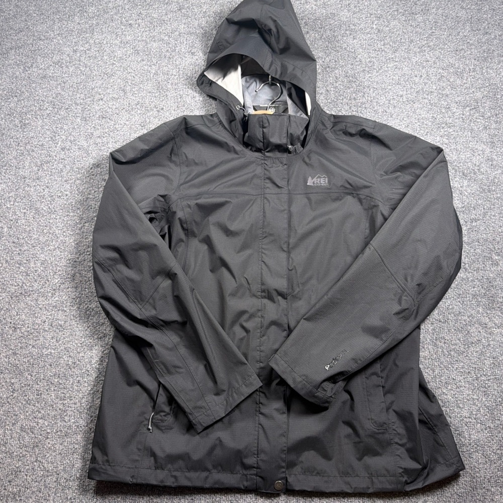 REI Co-op Peak 2.5L Rain Jacket Women 1XLarge Black Waterproof Hooded Shell